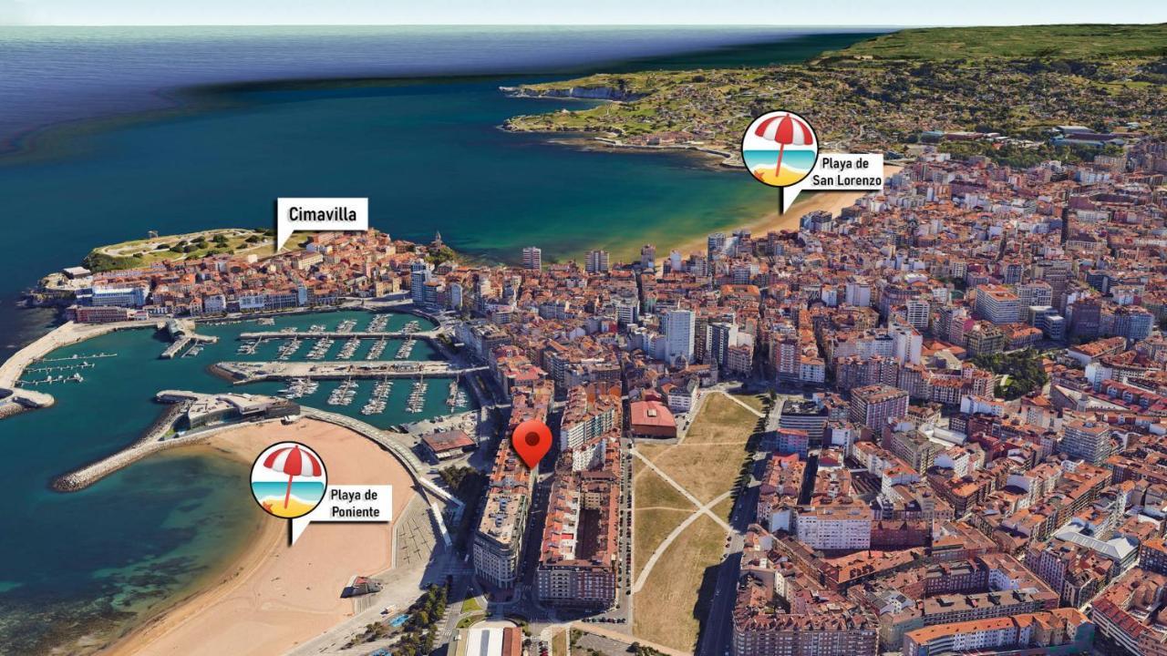 Sunset Playa Poniente - Vistas Al Mar Y Centrico Apartment Gijón Exterior foto